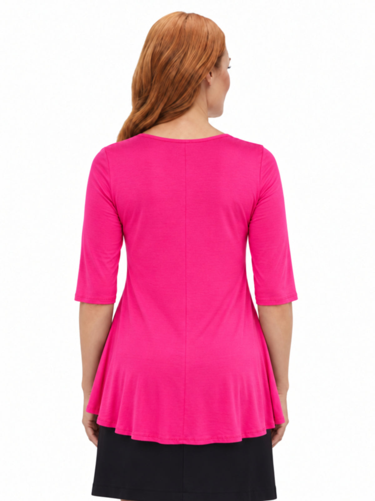 24seven Comfort Basic Maternity Scoop Neck Elbow Swing Flared Tunic Top