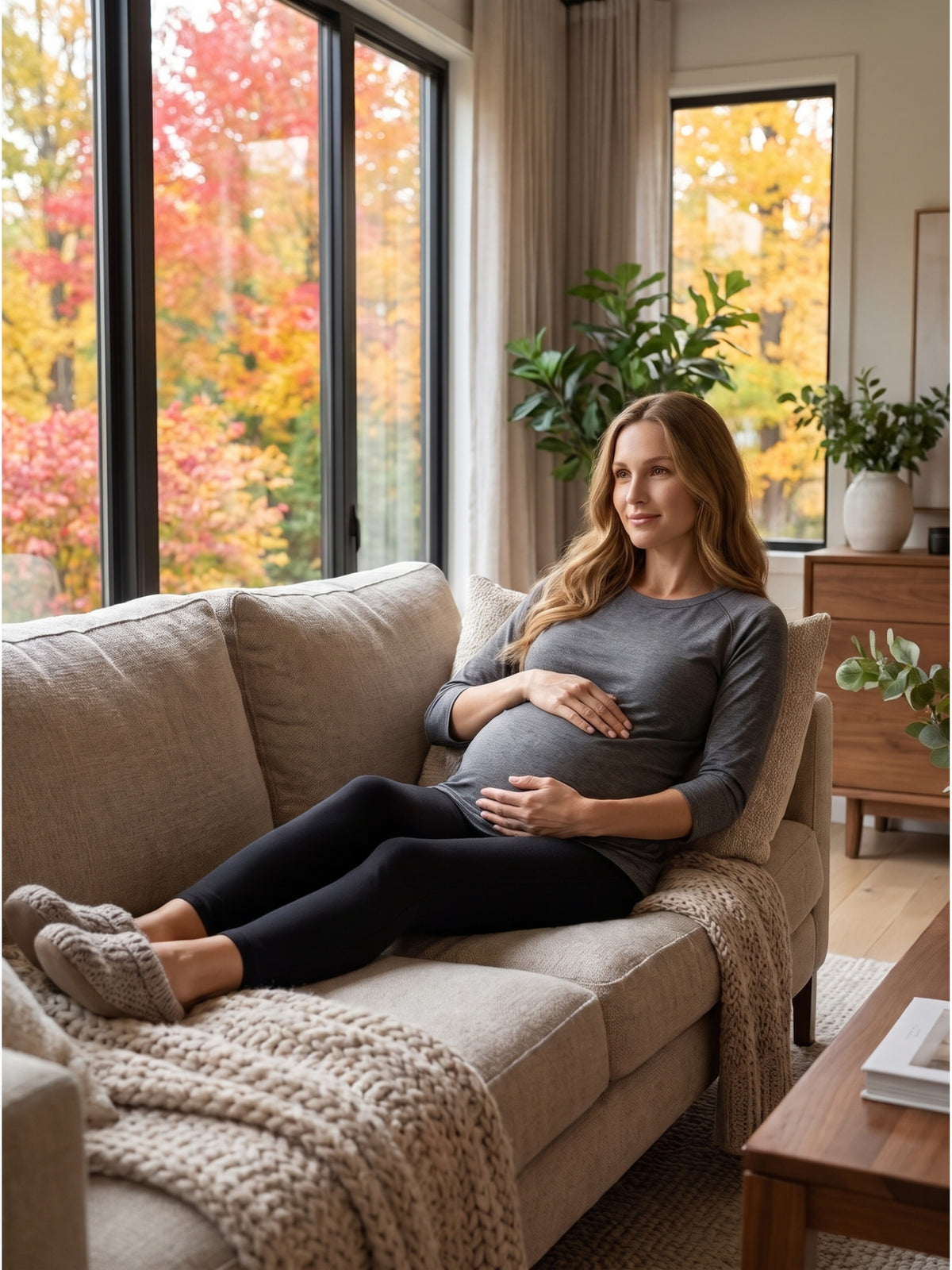 24seven Comfort Basic Maternity Soft Stretch with Three-Quarter Sleeves Top