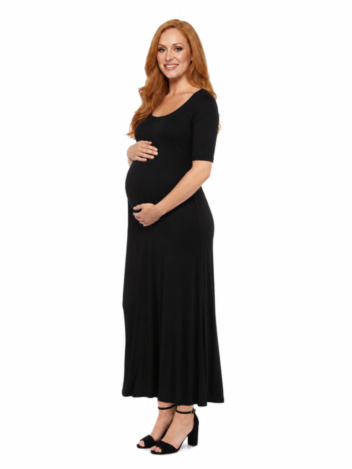 24seven Comfort Essential Maternity Scoop Neck A Line Maxi Dress