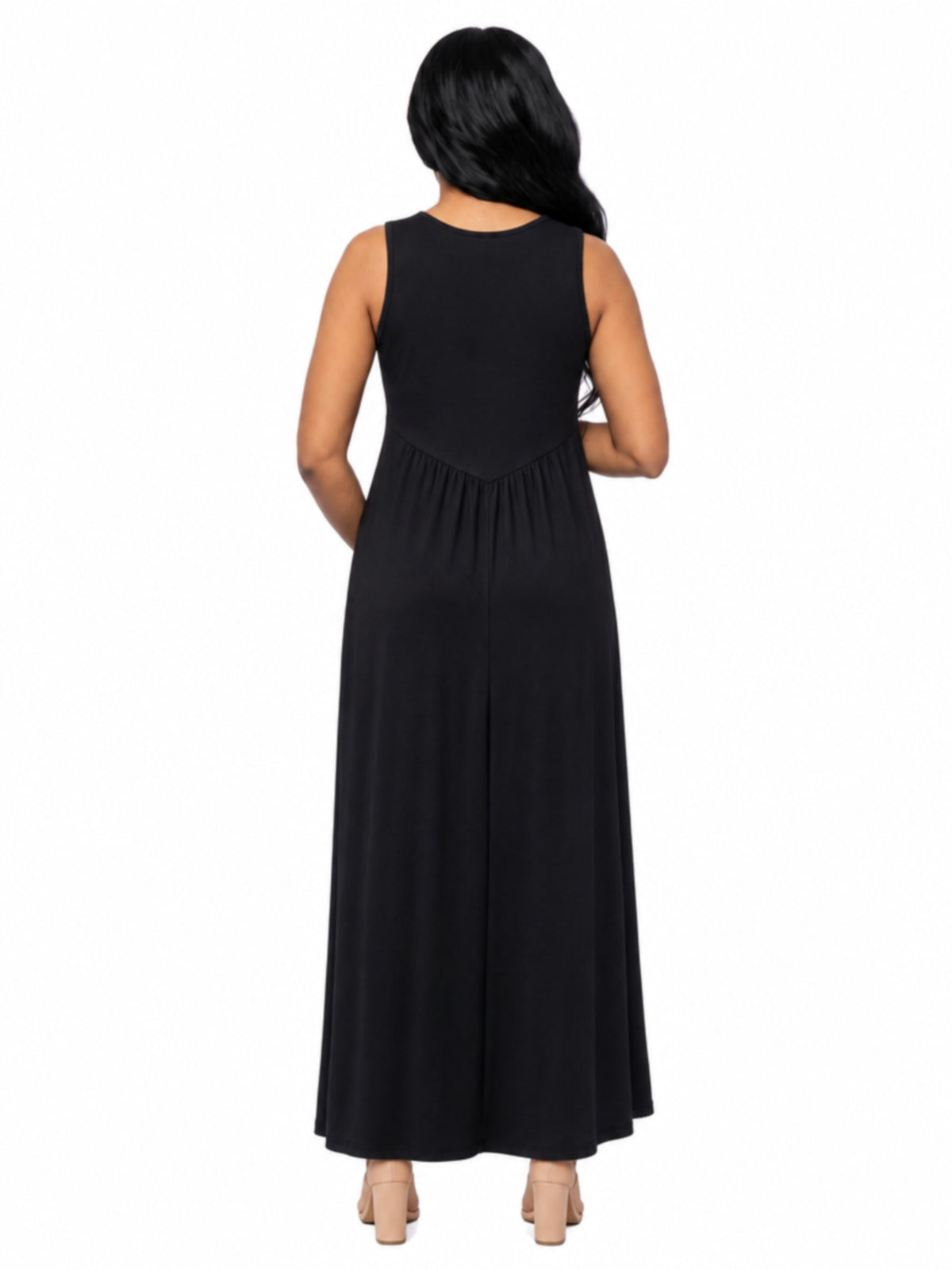 24seven Comfort Essential Maternity V Neck Sleeveless A Line Pocket Maxi Dress