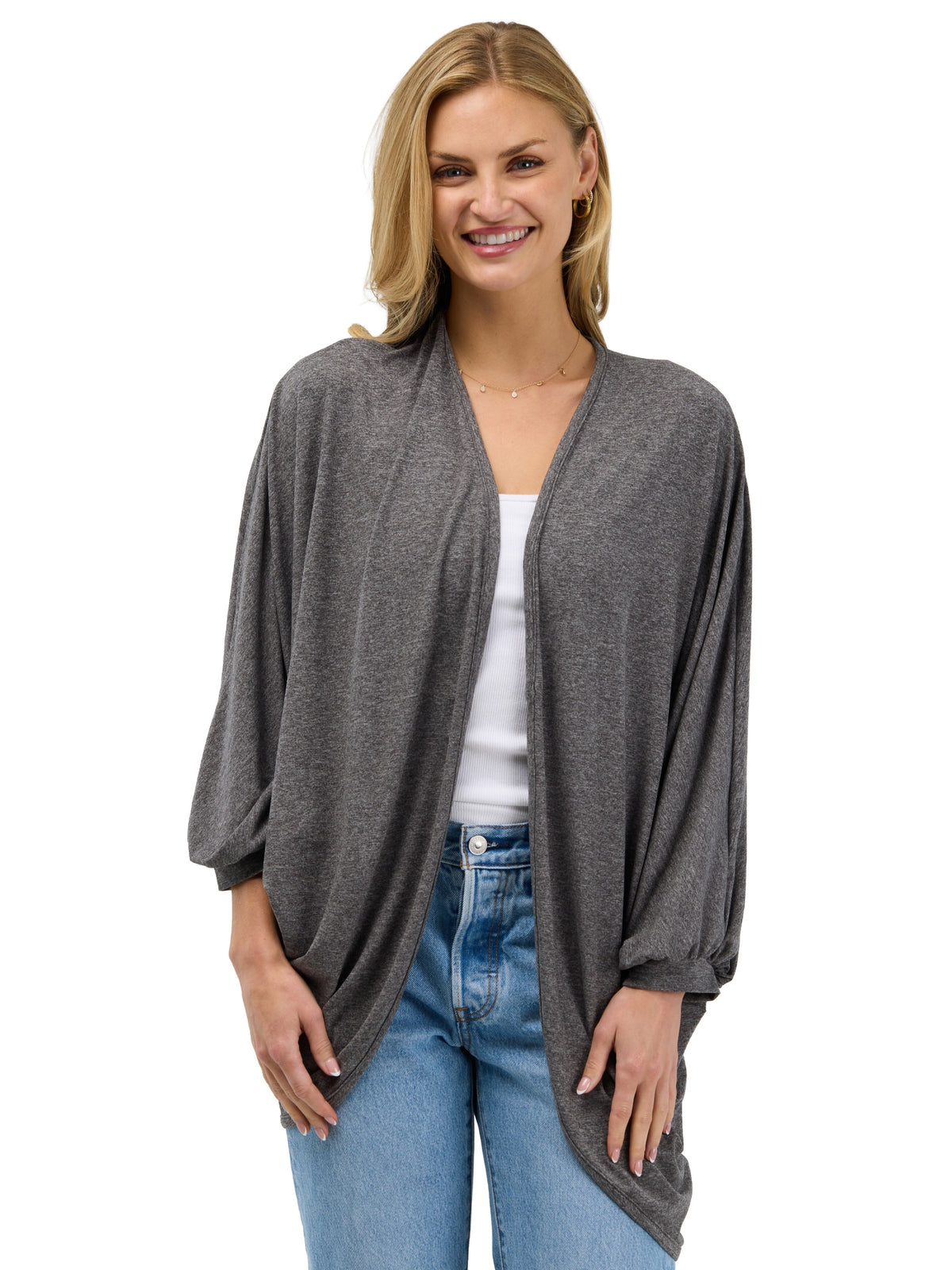24seven Comfort Basic Womens Soft Stretch Open Front Cardigan Jacket