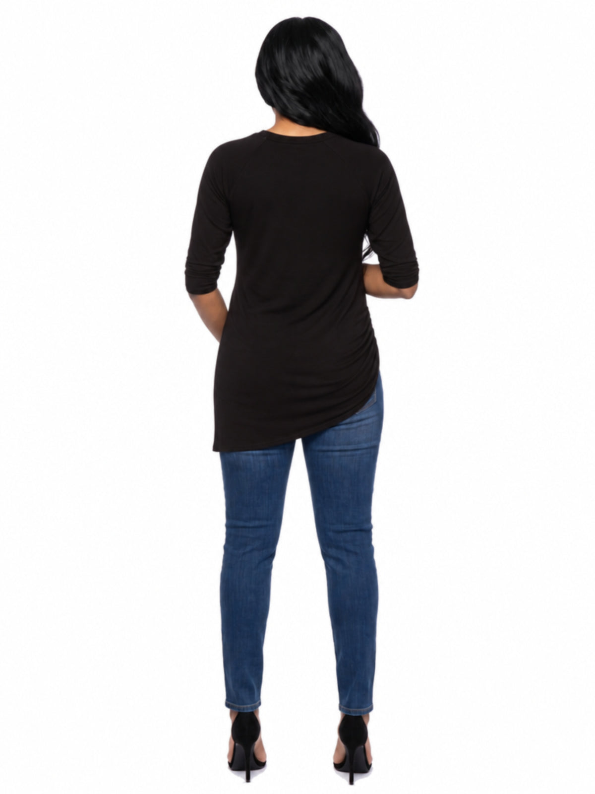 24seven Comfort Essential Maternity Long Sleeve Knee Length Asymmetrical Tunic Top