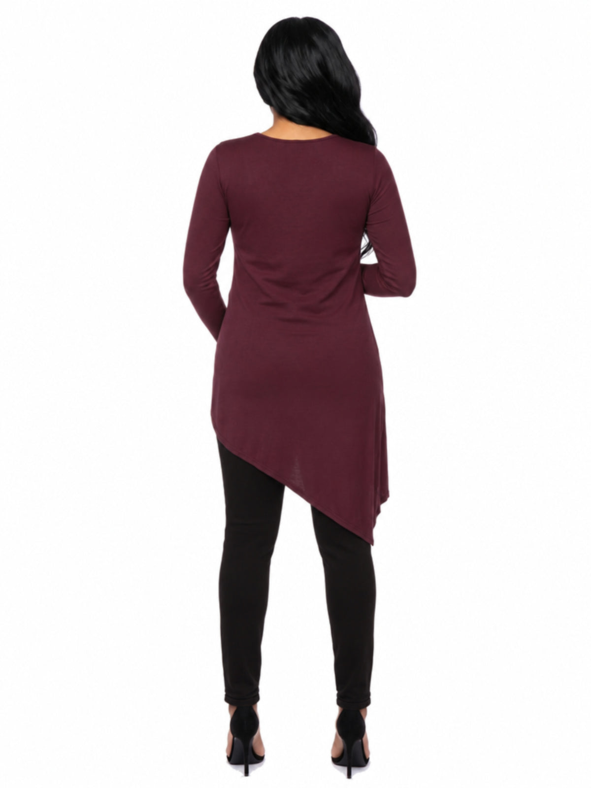 24seven Comfort Essential Maternity Long Sleeve Knee Length Asymmetrical Tunic Top