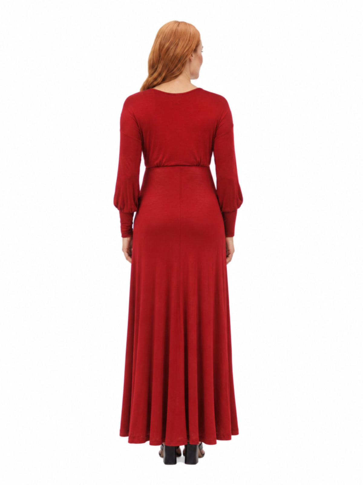 24seven Comfort Elevate Maternity V Neck Empire Waist Long Bishop Sleeve Maxi Dress