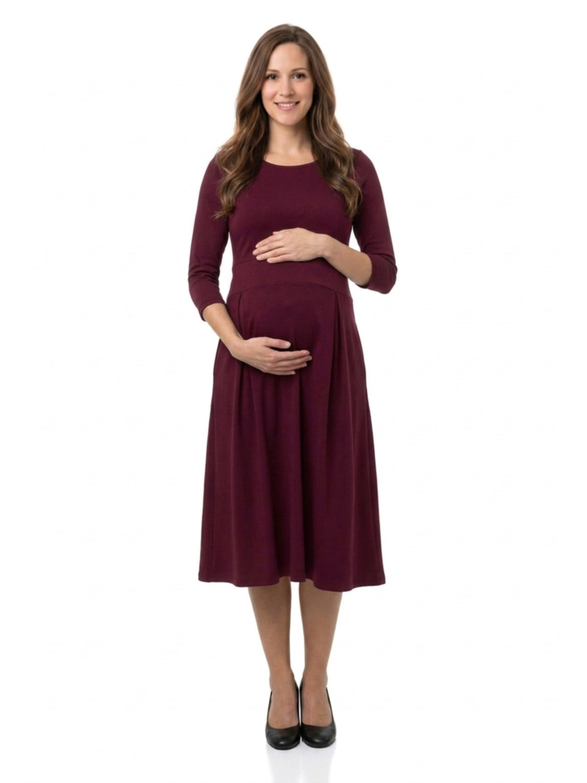 24seven Comfort Essential Maternity Elegant Three-Quarter Sleeve Dress