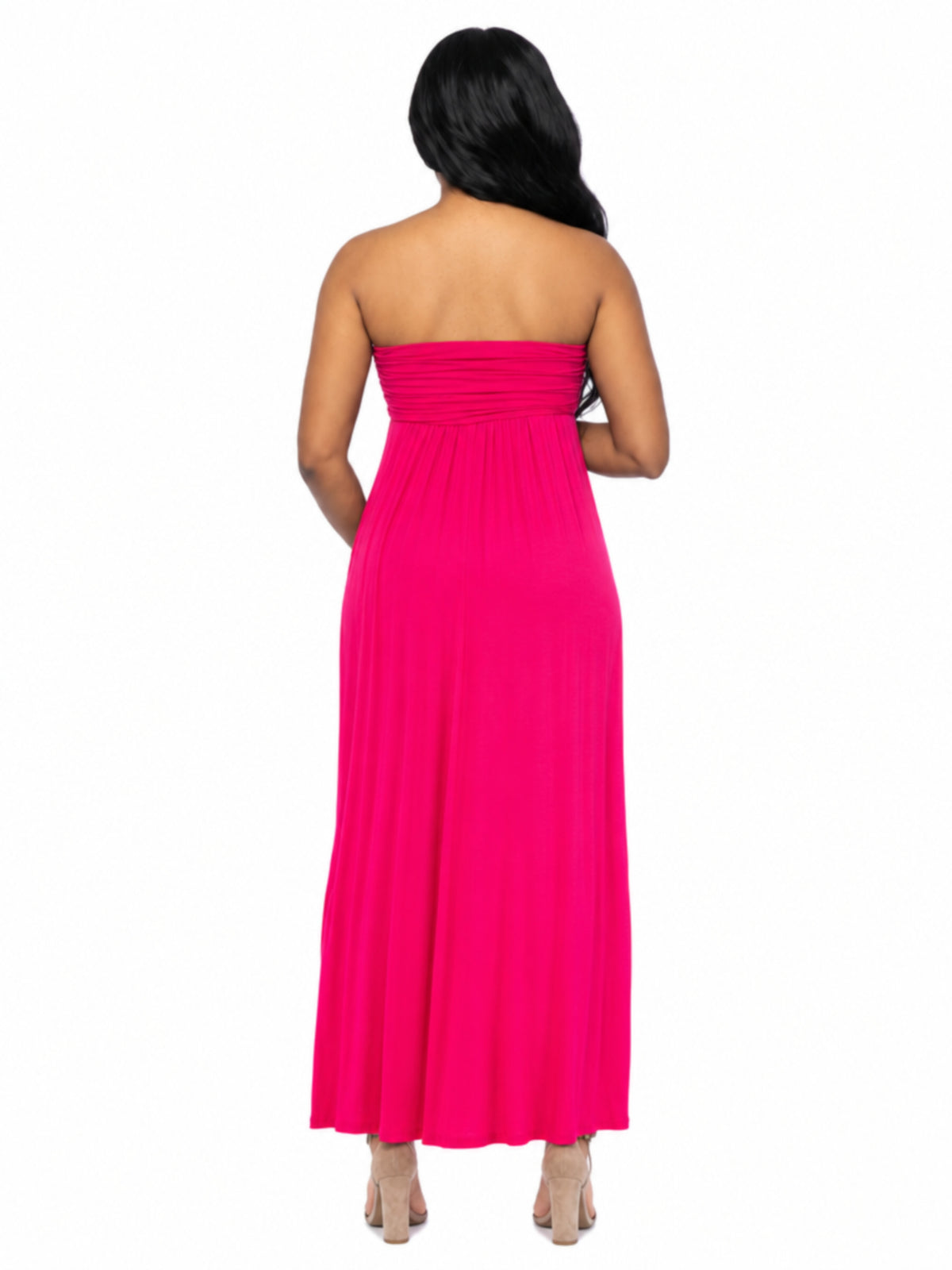 24seven Comfort Essential Maternity Strapless Empire Waist Ruched Detail Pleated Maxi Dress