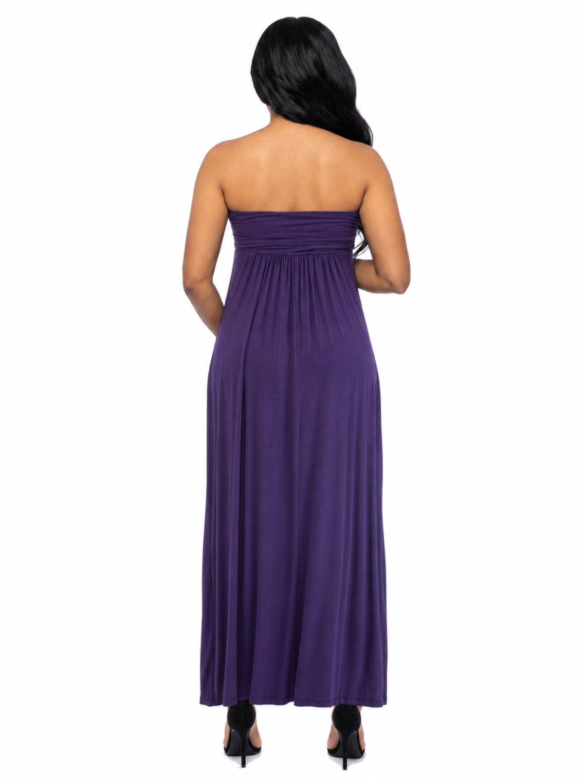24seven Comfort Essential Maternity Strapless Empire Waist Ruched Detail Pleated Maxi Dress