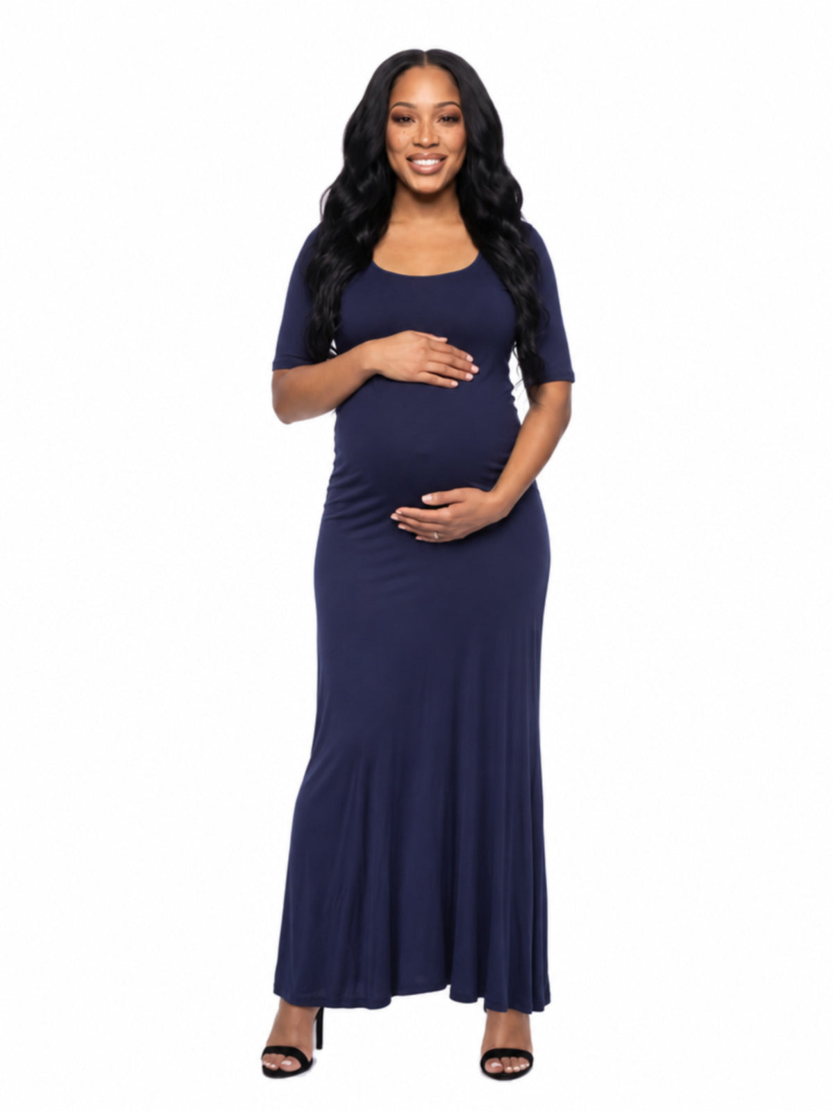 24seven Comfort Essential Maternity Scoop Neck A Line Maxi Dress