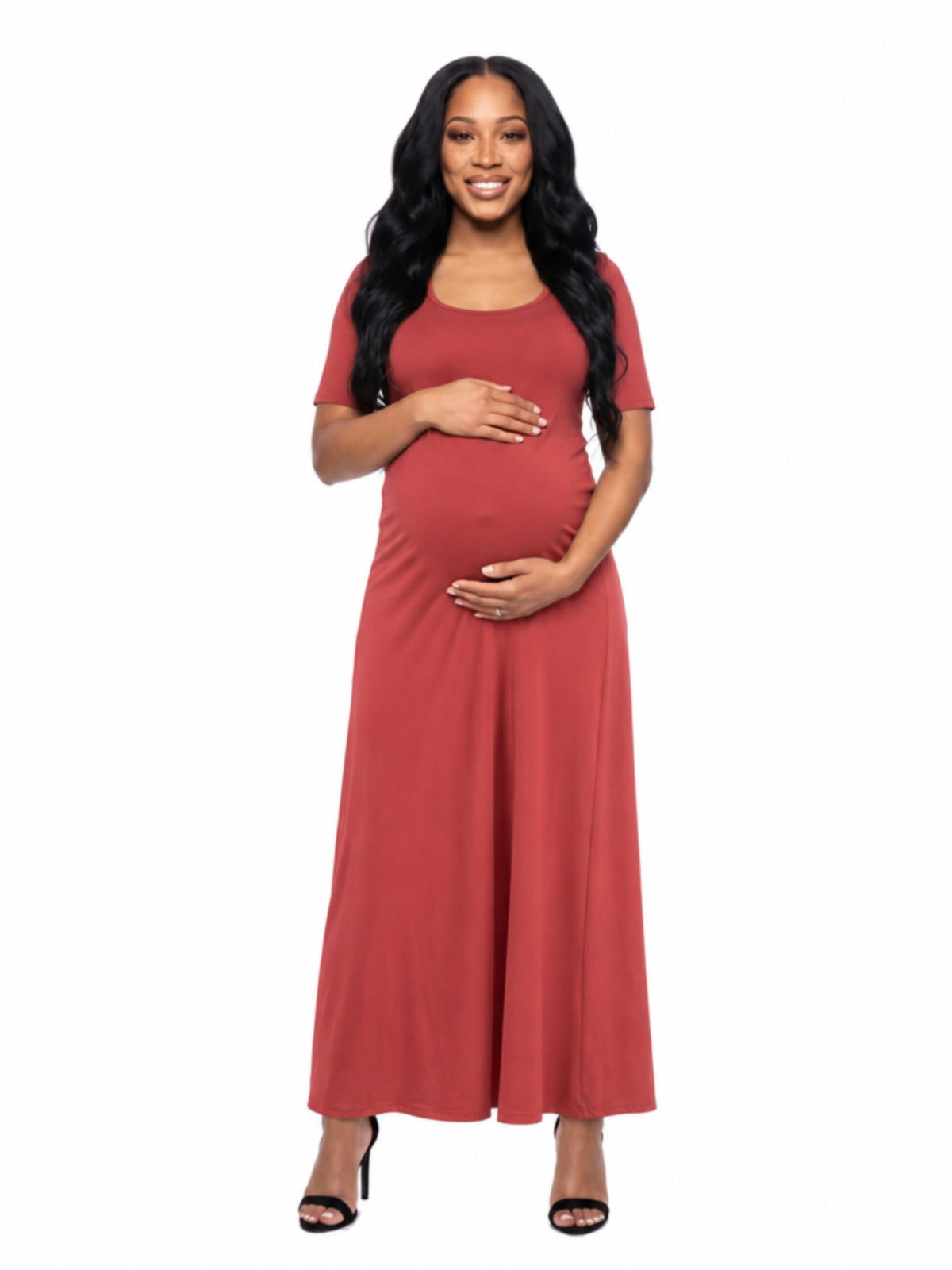 24seven Comfort Essential Maternity Scoop Neck A Line Maxi Dress