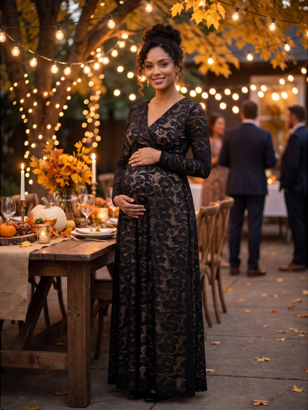 24seven Comfort Elevate Maternity Lace Wrap Maxi Dress