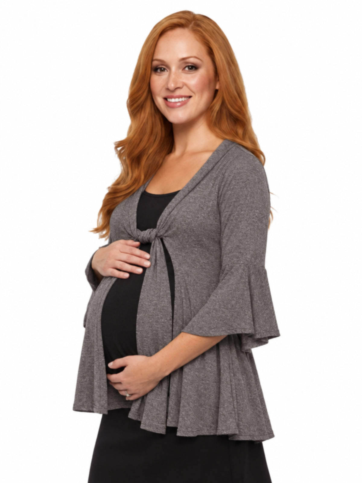 24seven Comfort Essential Maternity Tie Front Bell Sleeve Jacket