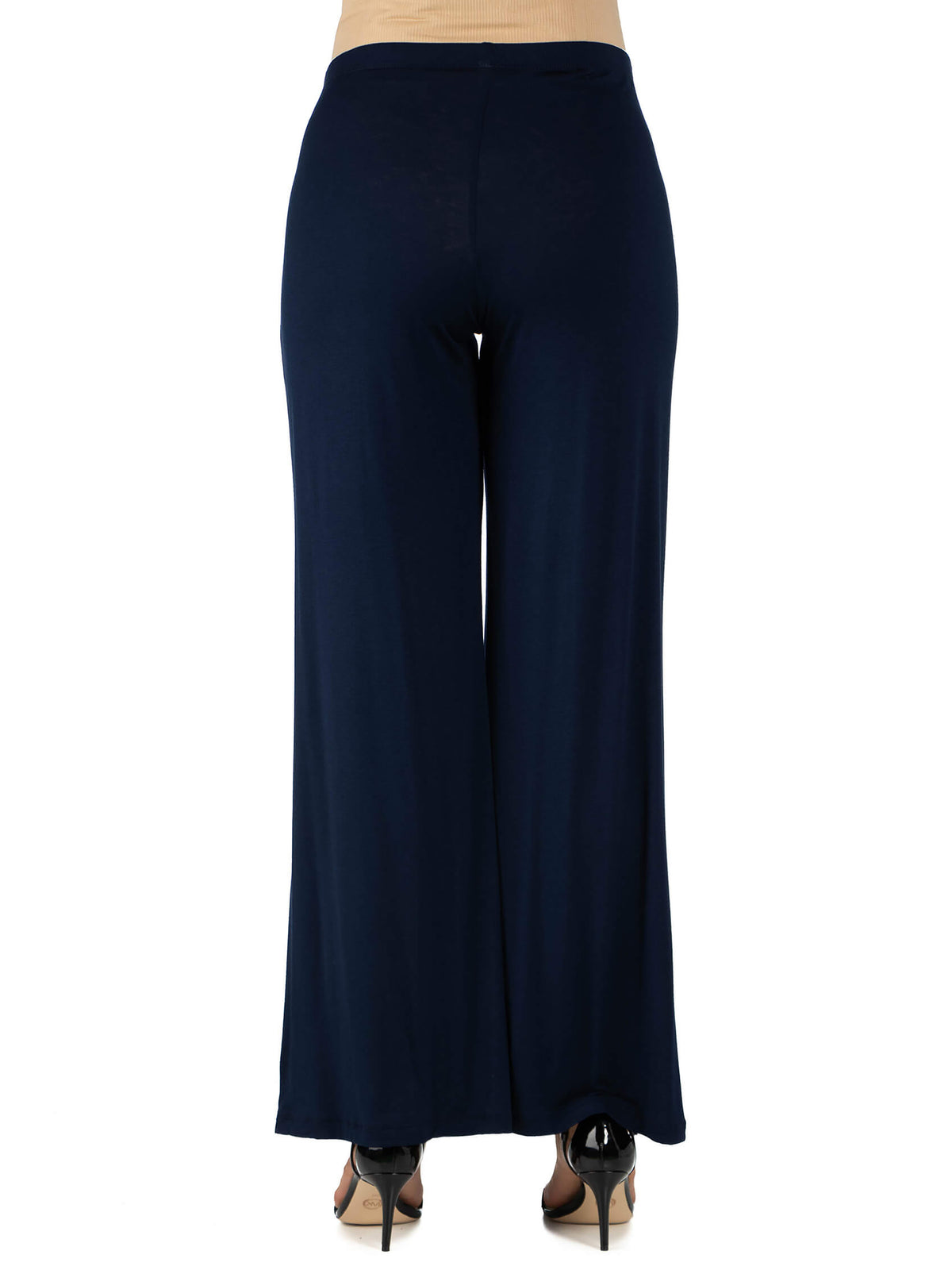 24seven Comfort Basic Maternity Elastic Waist Flared Leg Loose Fit Palazzo Pants