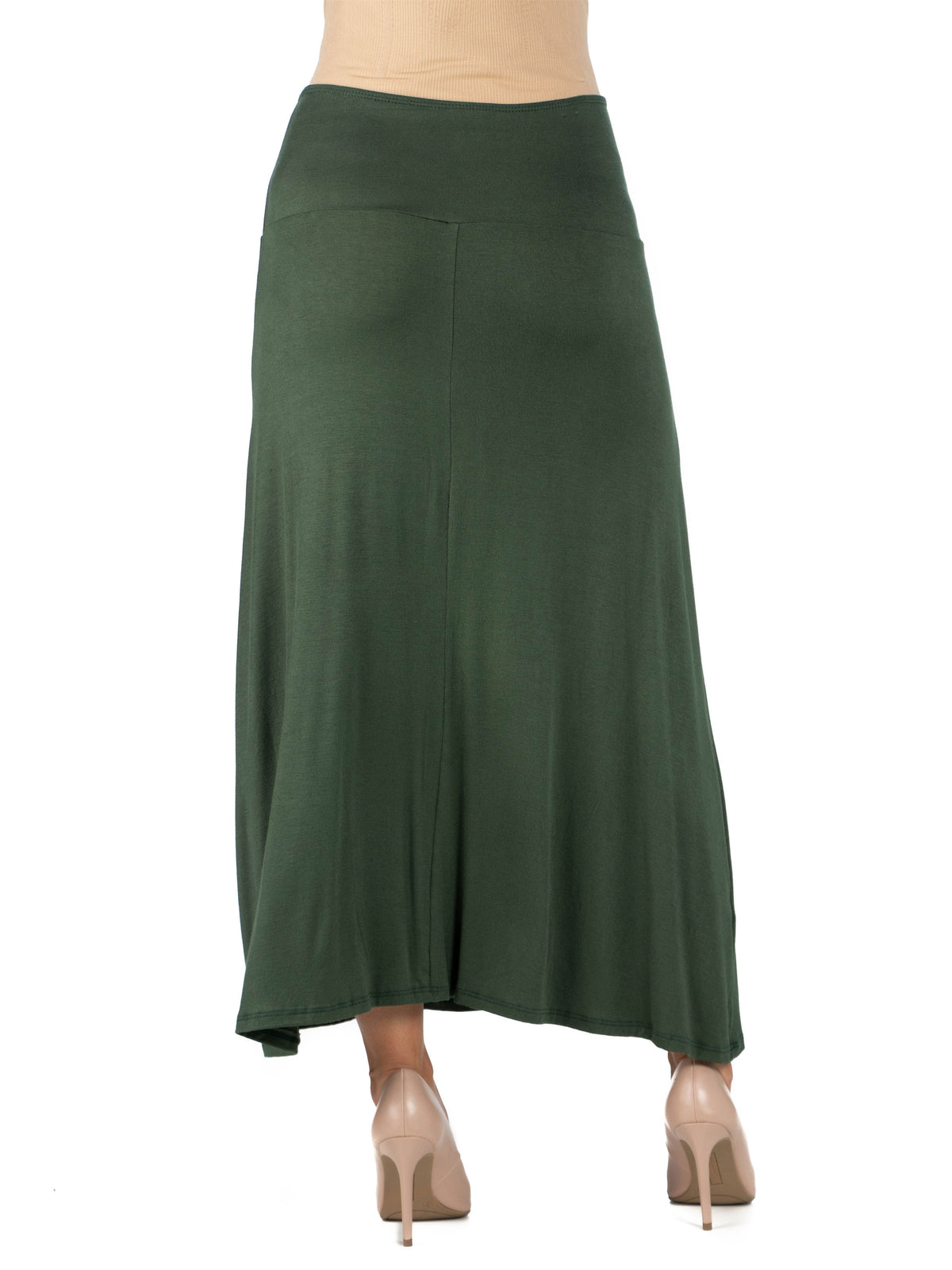 24seven Comfort Basic Maternity Elastic Waist Ankle Length A Line Maxi Skirt