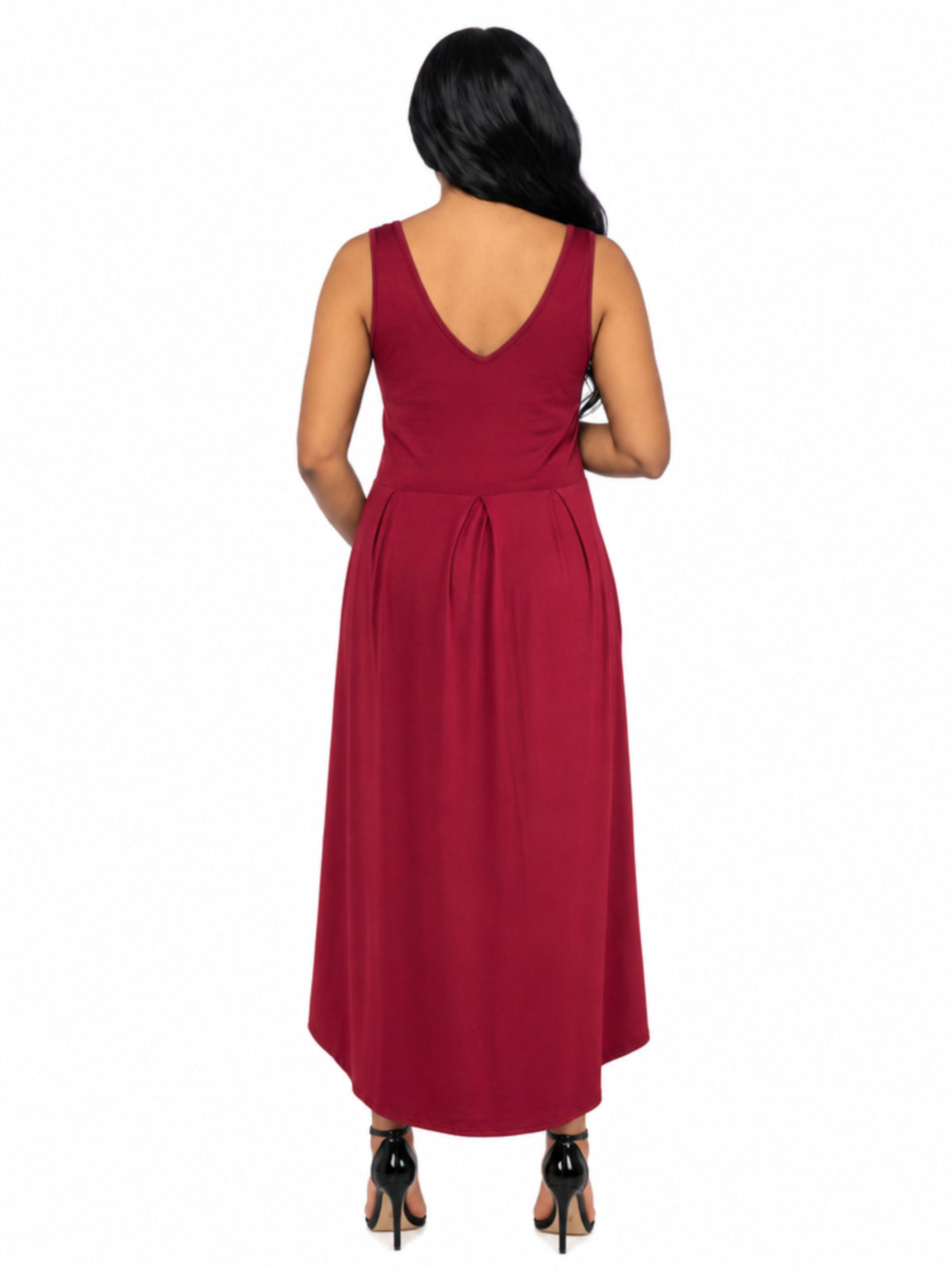24seven Comfort Elevate Maternity Sleeveless Fit N Flare High Low Dress