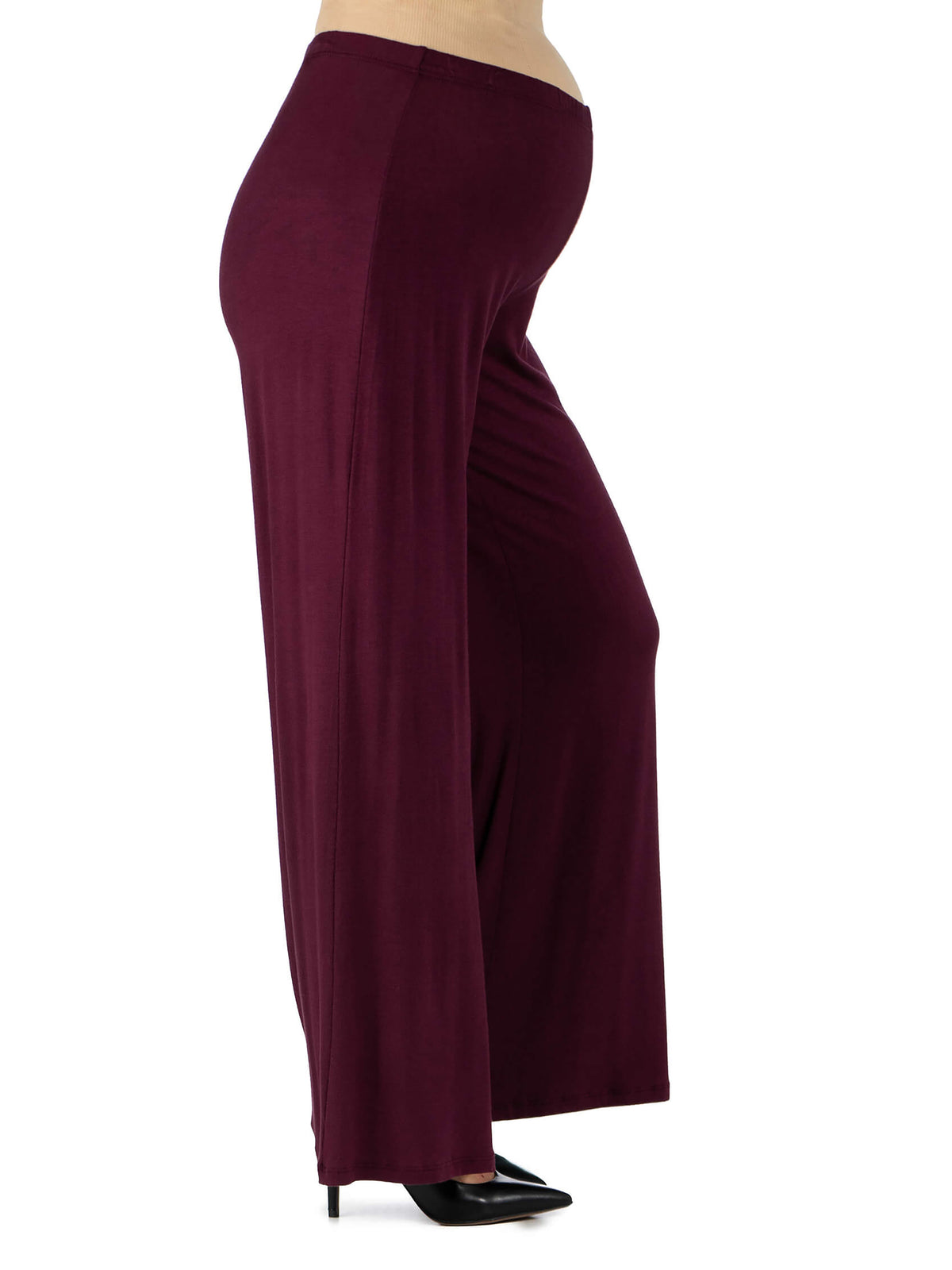 24seven Comfort Basic Maternity Elastic Waist Flared Leg Loose Fit Palazzo Pants