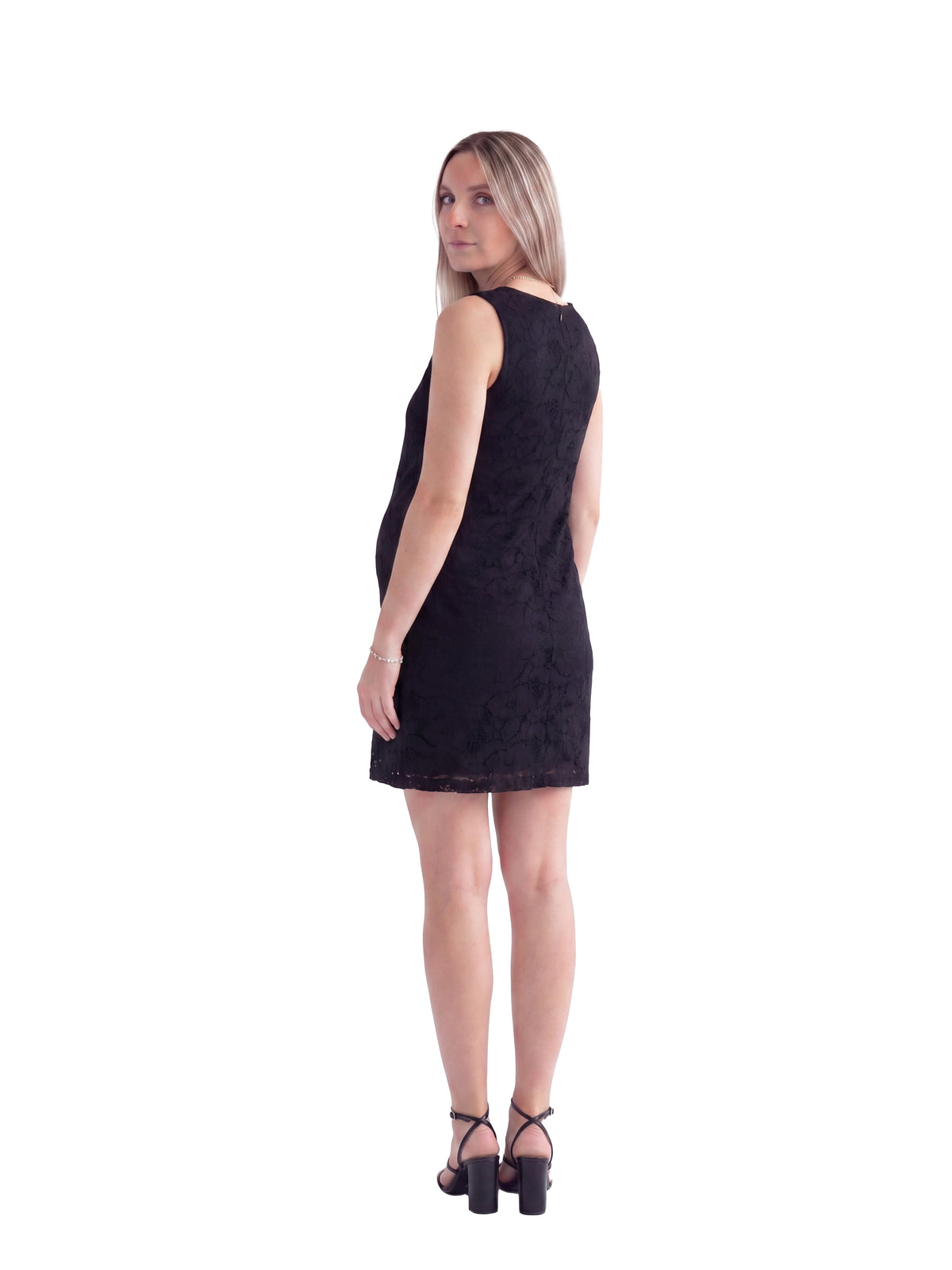 24seven Comfort Elevate Maternity Lace Sleeveless Boat Neck Mini Shift Dress