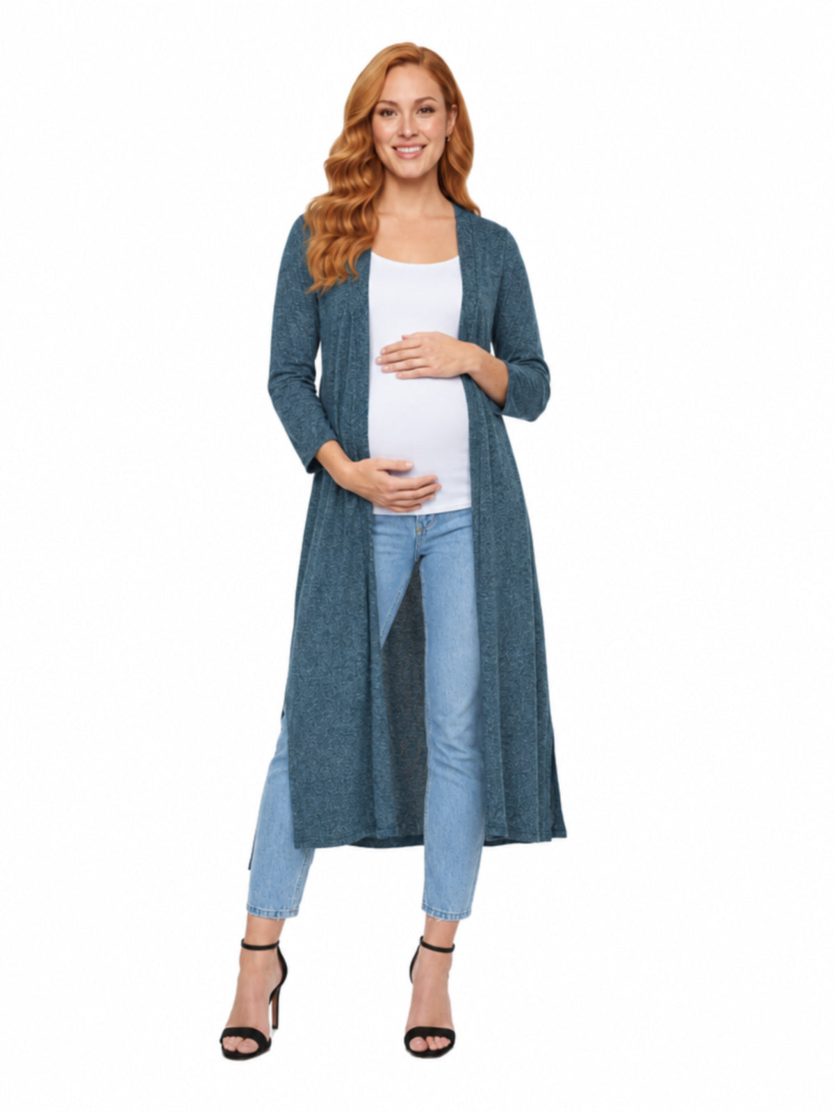 24seven Comfort Essential Maternity Open Front Long Knit Jacket
