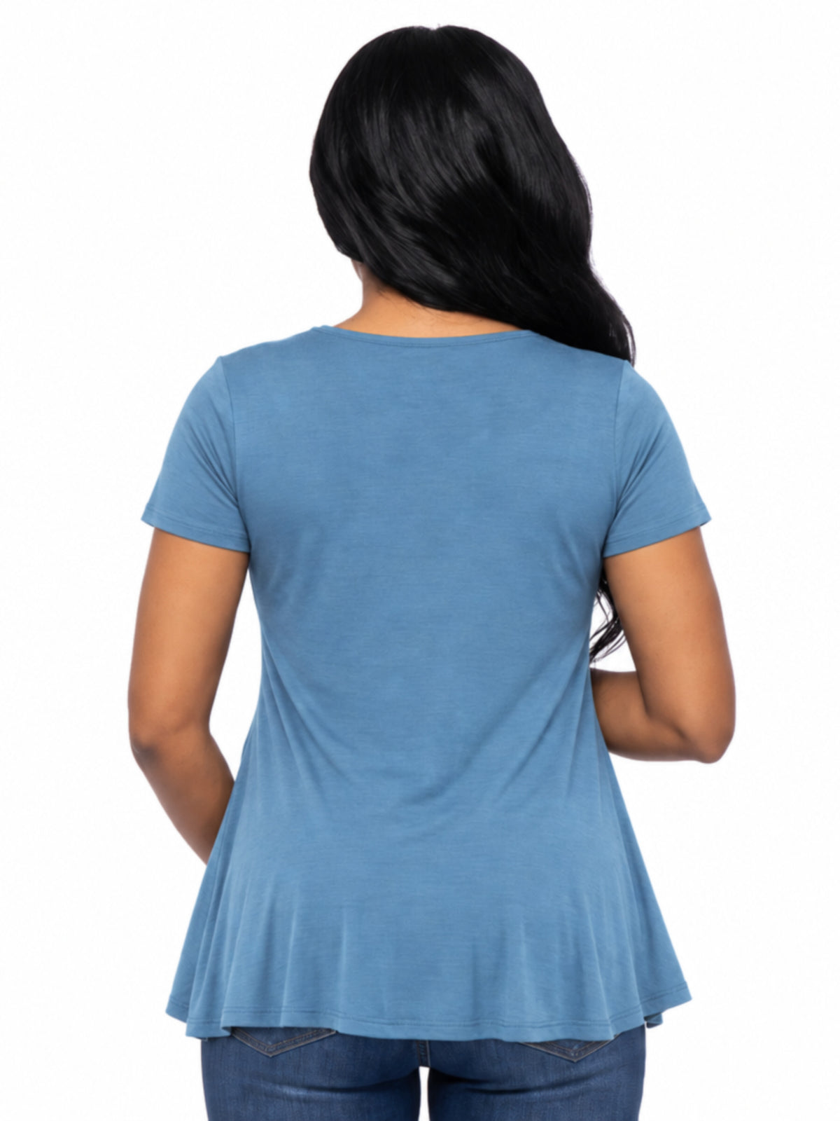 24seven Comfort Basic Maternity V Neck Short Sleeve Swing Tunic Top