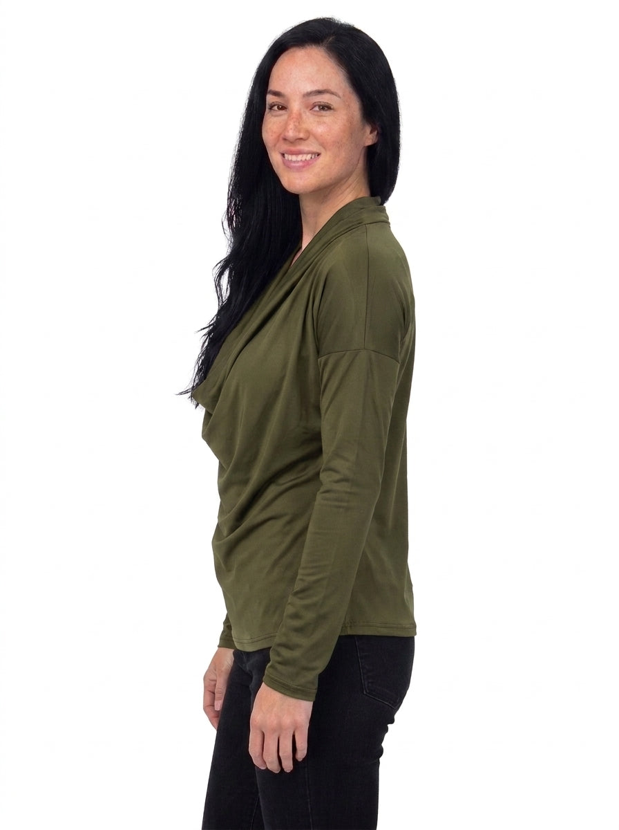 24seven Comfort Elevate Womens Cowl Neck Long Sleeve Top