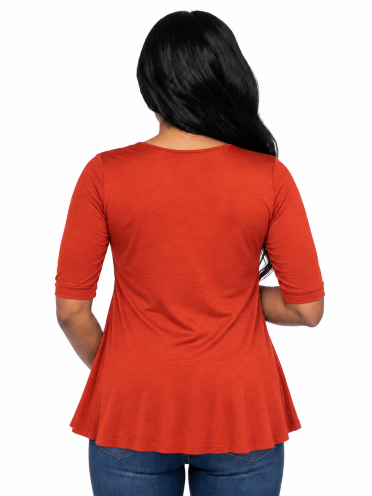 24seven Comfort Basic Maternity Three Quarter Sleeve V Neck Swing Tunic Top