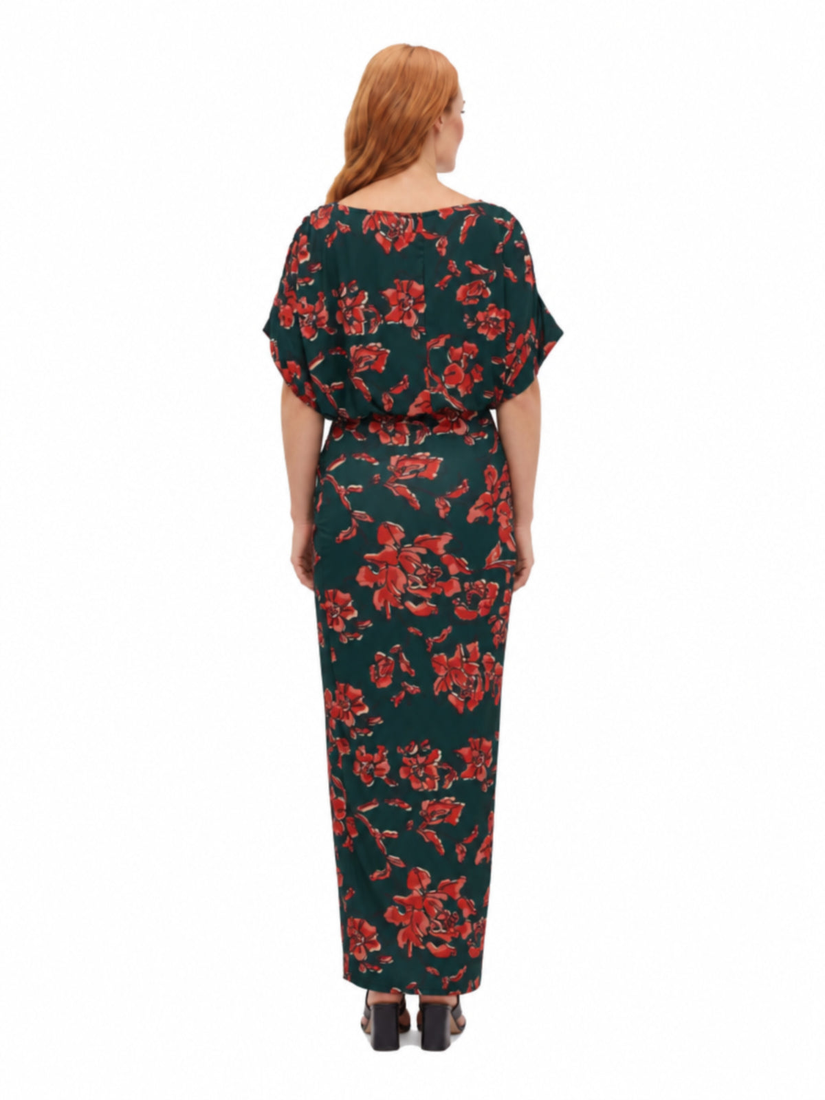 24seven Comfort Elevate Maternity Elegant Short Sleeves Floral Long Maxi Dress