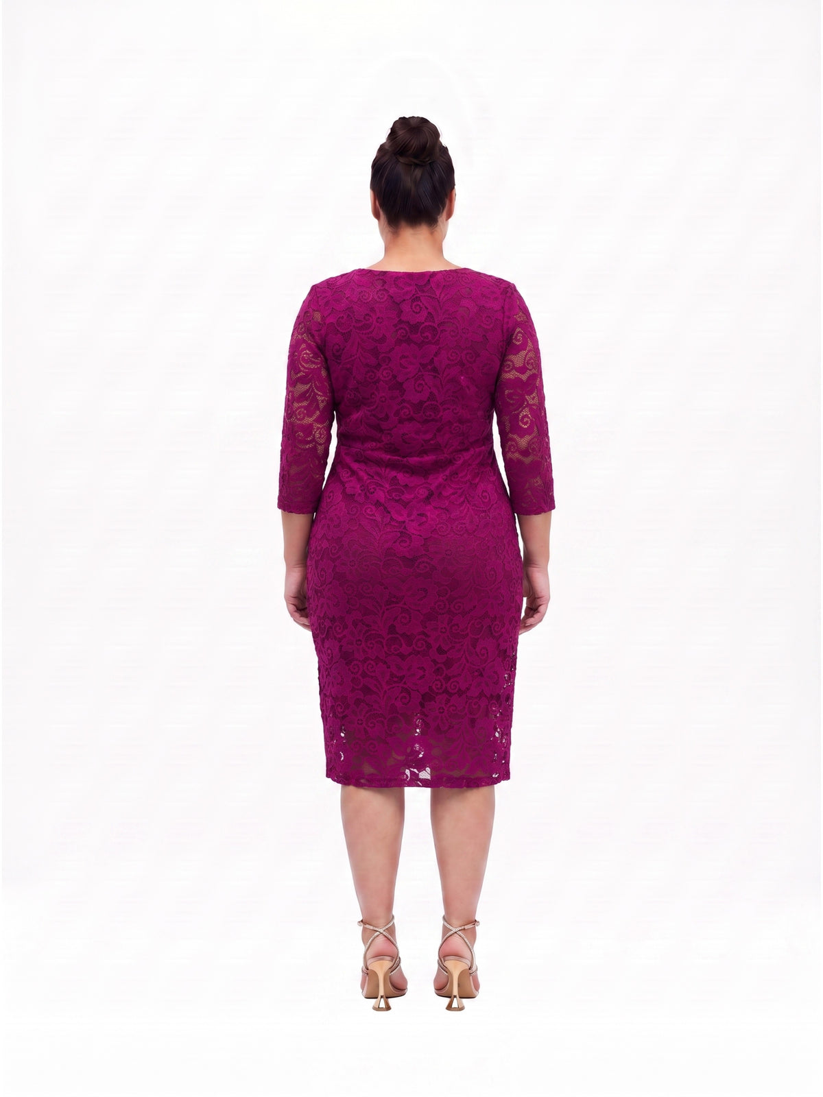 24seven Comfort Elevate Curvy Lace Wrap Dress with Three-Quarter Sleeves