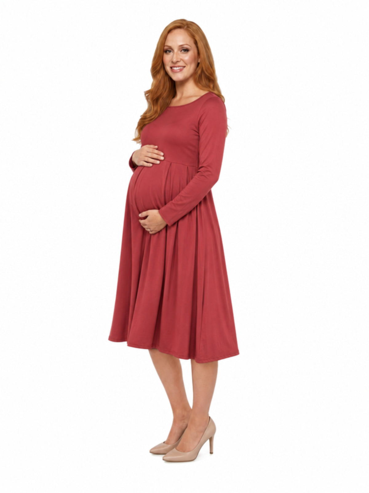 24seven Comfort Essential Maternity Midi Length Fit N Flare Pocket Dress