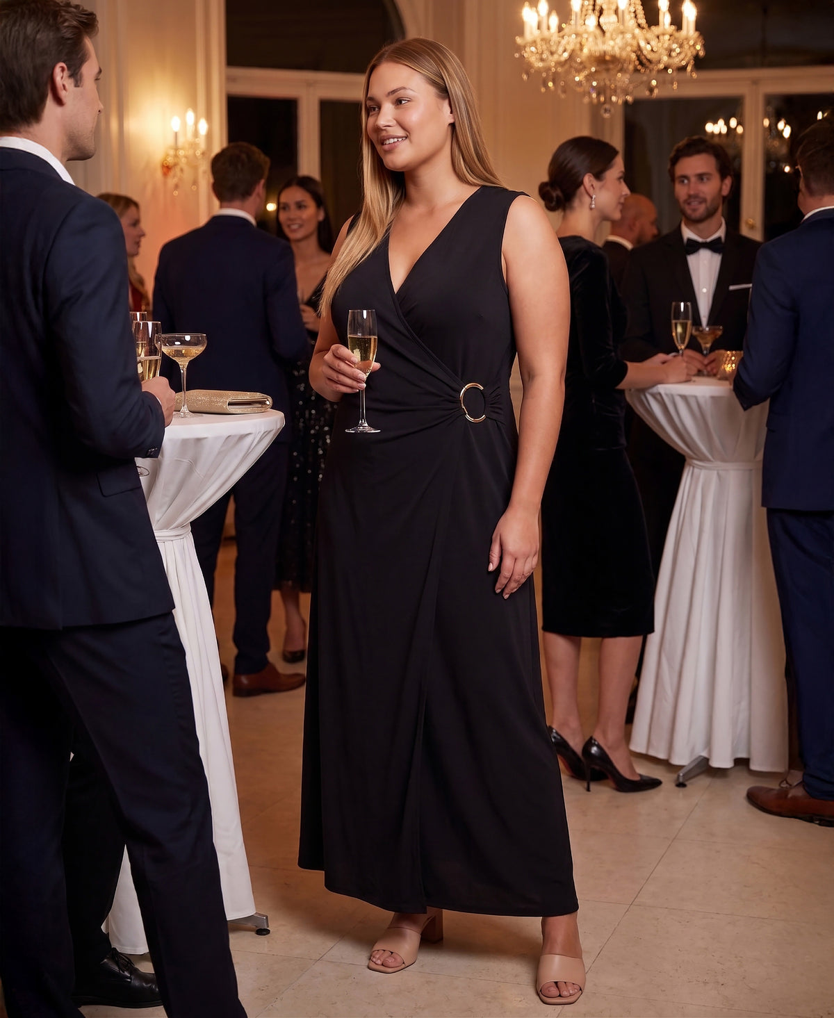 24seven Comfort Elevate Curvy Sleeveless V-Neck Wrap Maxi Dress
