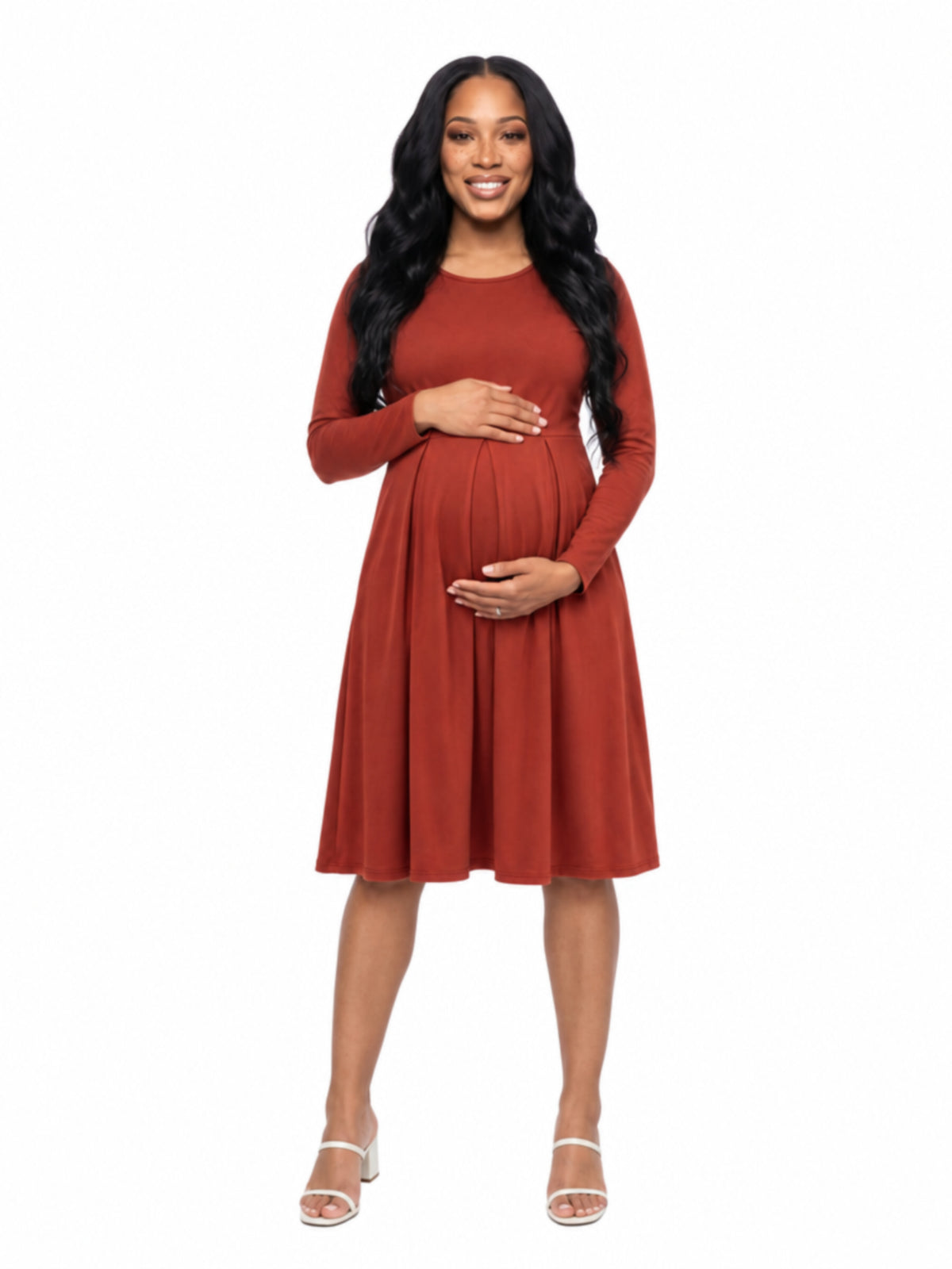 24seven Comfort Essential Maternity Midi Length Fit N Flare Pocket Dress
