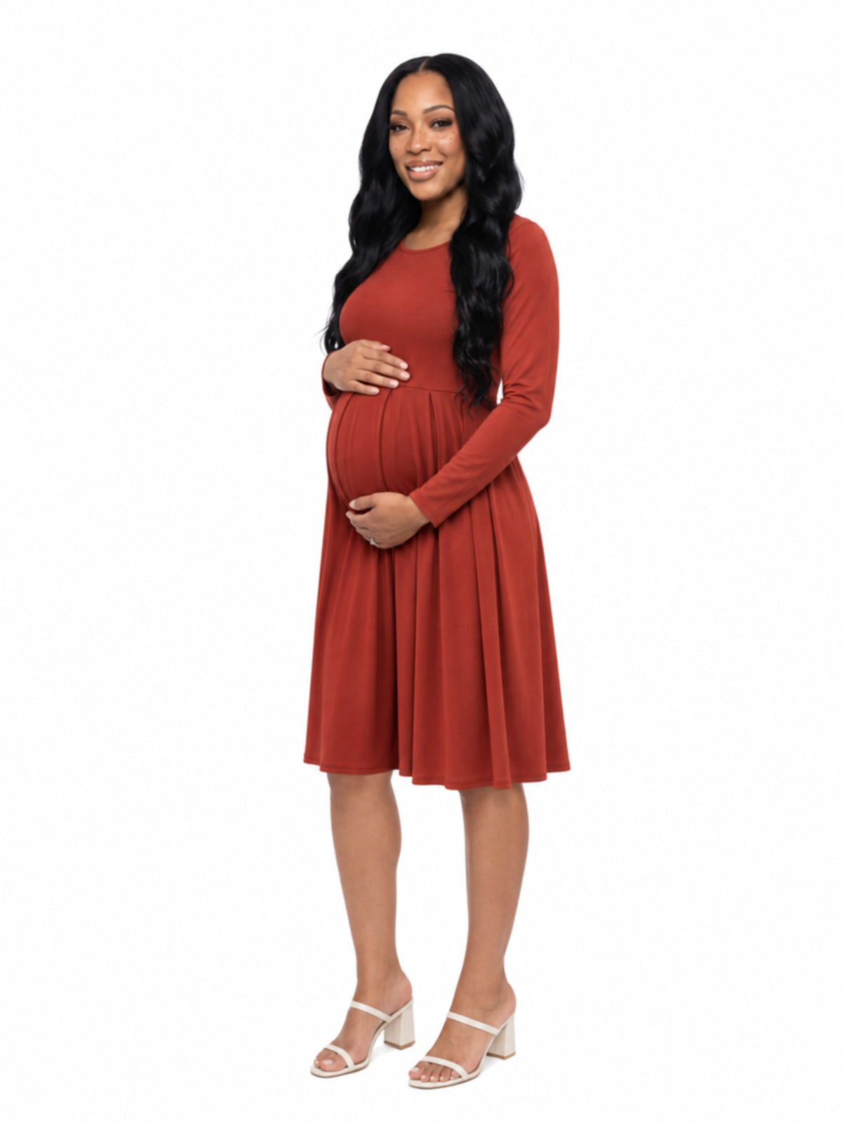 24seven Comfort Essential Maternity Midi Length Fit N Flare Pocket Dress