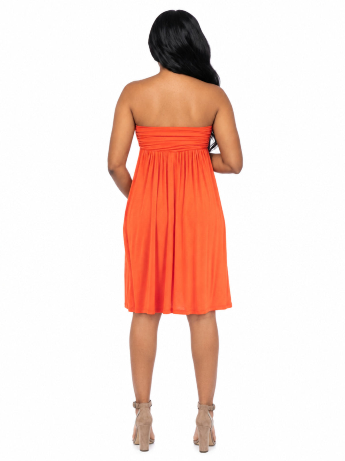 24seven Comfort Essential Maternity Strapless Pleated Empire Waist Knee Length Flared Mini Dress