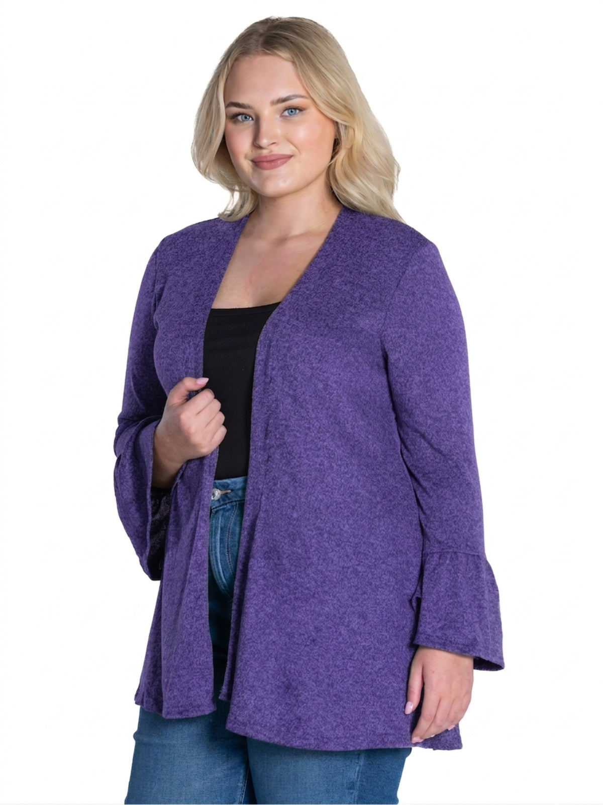 24seven Comfort Essential Curvy Soft Stretch Open Front Cardigan Jacket