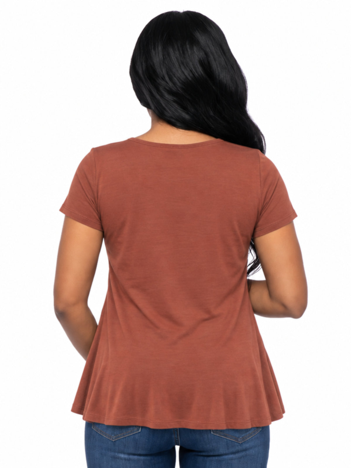 24seven Comfort Basic Maternity V Neck Short Sleeve Swing Tunic Top