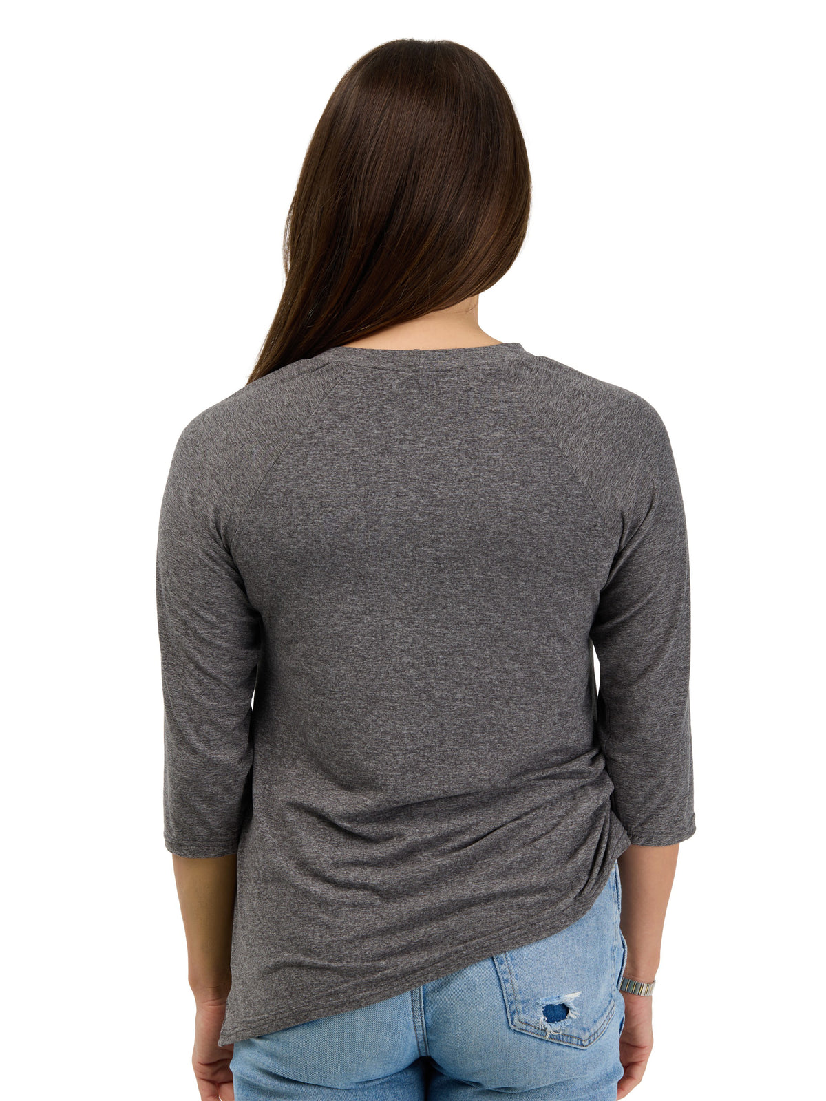 24seven Comfort Basic Womens Soft Stretch Three-Quarter Sleeve Relaxed Top