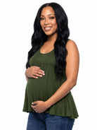 24seven Comfort Basic Maternity Scoop Neck Sleeveless Flared Tunic Tank Top