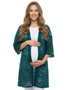 24seven Comfort Elevate Maternity Lace Open Front Three-Quarter Sleeves Jacket