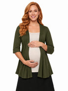 24seven Comfort Basic Maternity Open Front Elbow Sleeve Long Fit Jacket