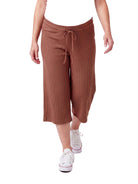 24seven Comfort Basic Maternity Ribbed Knit Drawstring Flared Capri Pants