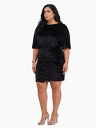 24seven Comfort Elevate Curvy Velvet Elegant Blouson Sleeve Boat Neck Dress