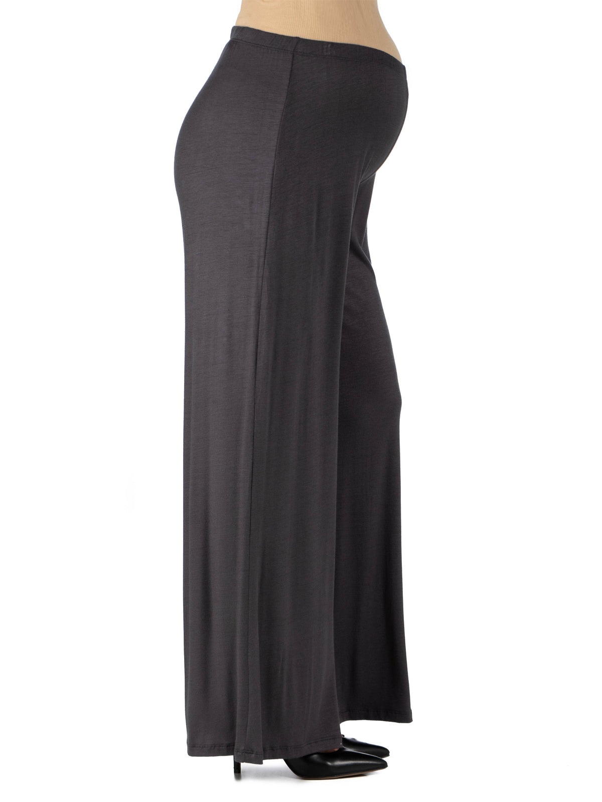 24seven Comfort Basic Maternity Elastic Waist Flared Leg Loose Fit Palazzo Pants