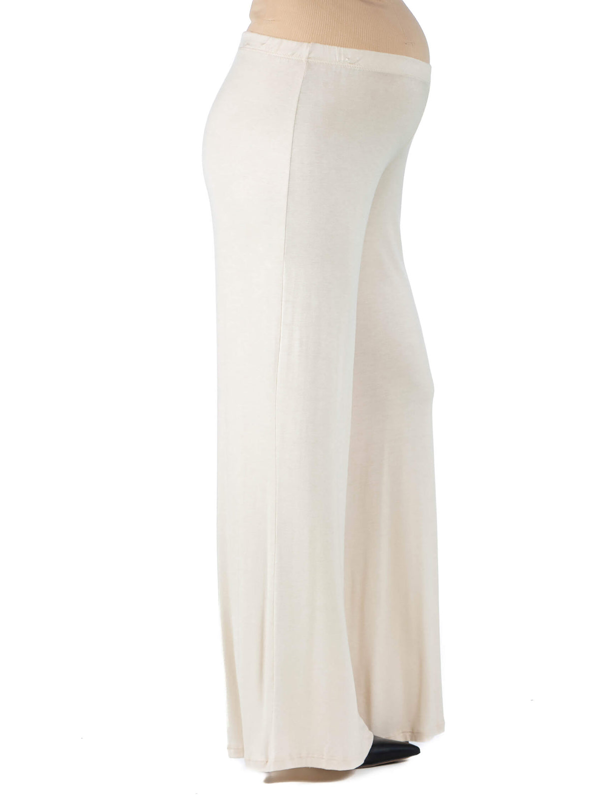 24seven Comfort Basic Maternity Elastic Waist Flared Leg Loose Fit Palazzo Pants