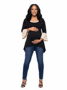 24seven Comfort Essential Maternity Scoop Neck Bell Sleeve Hi Low Tunic Top