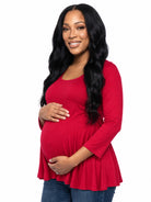 24seven Comfort Basic Maternity Long Sleeve Scoop Neck Swing Style Soft Flare Tunic Top