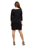 24seven Comfort Essential Petite Soft Stretch Three-Quarter Sleeve A-Line Dress