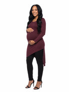 24seven Comfort Essential Maternity Long Sleeve Knee Length Asymmetrical Tunic Top