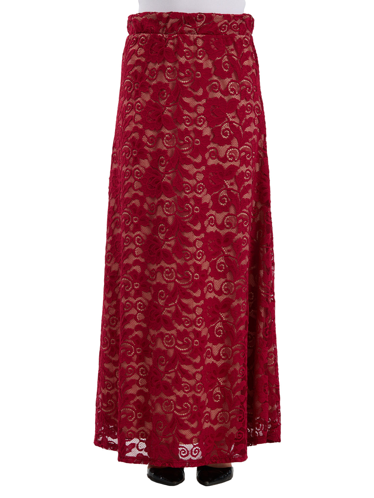 24seven Comfort Elevate Womens Elegant Lace Elastic Waist Maxi Skirt