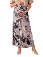 24seven Comfort Essential Maternity Paisley Elastic Waist A Line Maxi Skirt
