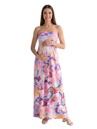 24seven Comfort Essential Maternity Abstract A Line Strapless Pocket Maxi Dress