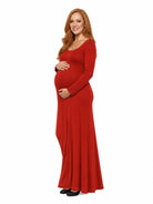 24seven Comfort Essential Maternity Scoop Neck Long Sleeve Maxi A Line Dress