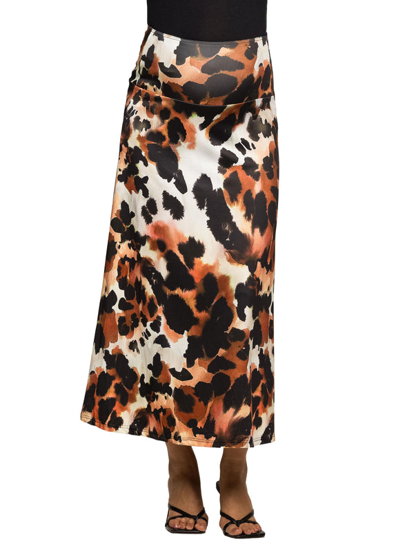 24seven Comfort Essential Maternity Animal Print Elastic Waist Maxi Skirt